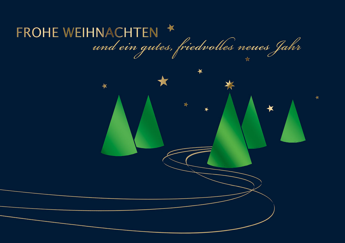 Grüne Bäume Weihnachtskarten vom der Deutschen