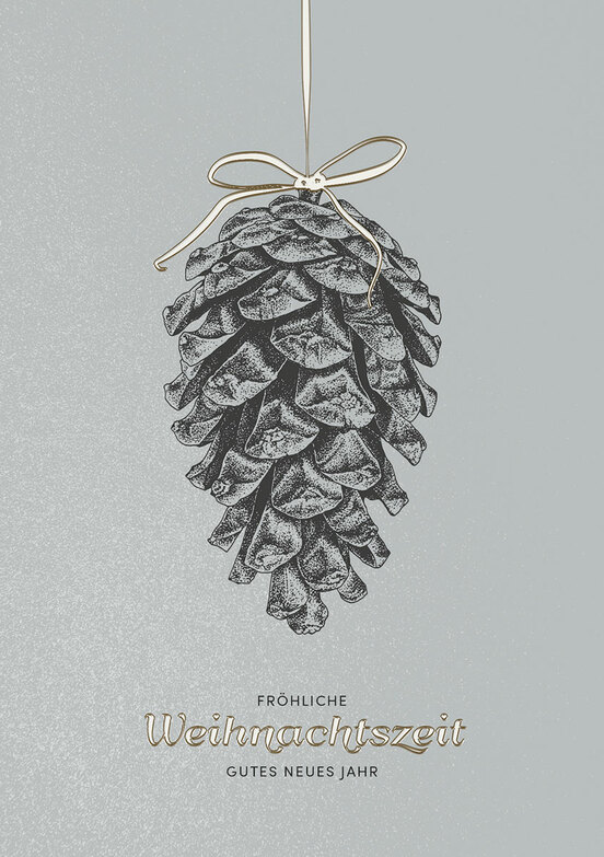 Weihnachtskarte: Edler Tannenzapfenschmuck