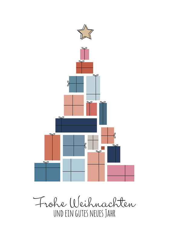 Weihnachtskarte: Geschenkepyramide